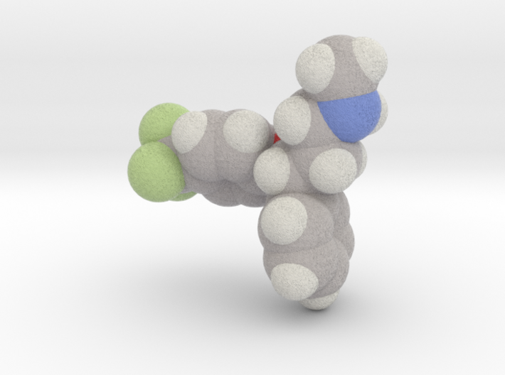 Fluoxetine molecule (x40,000,000, 1A = 4mm) 3d printed
