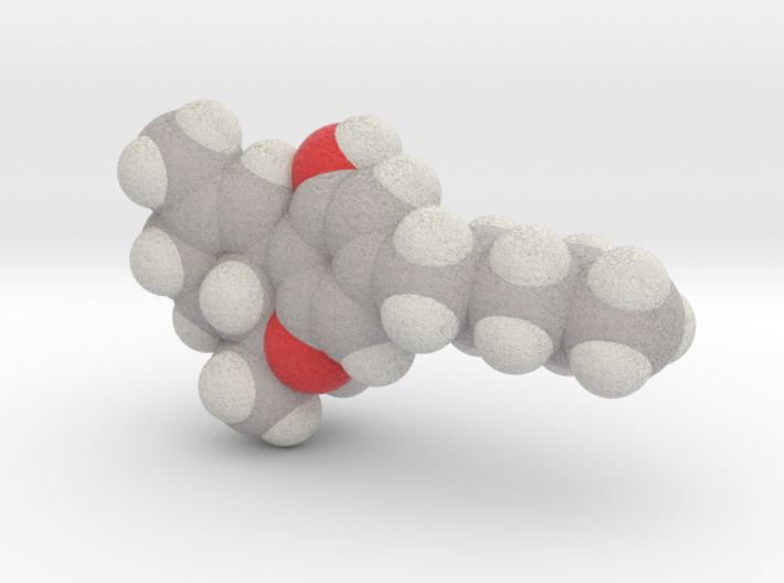 THC molecule (x40,000,000, 1A = 4mm) 3d printed