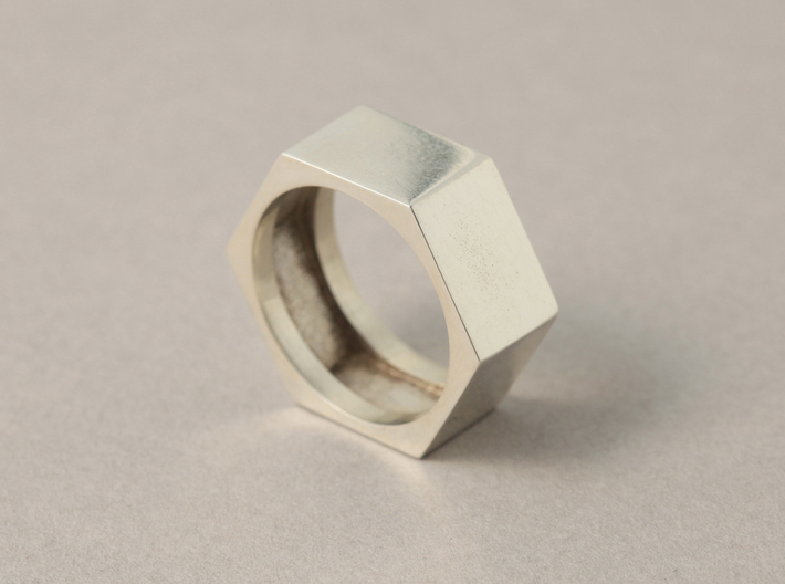 screw ring size 9,1/4 3d printed silver glossy
