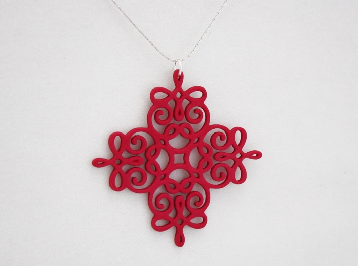 Quad Flourish Pendant 3d printed Jump Ring &amp; Necklace Chain is Not Included
