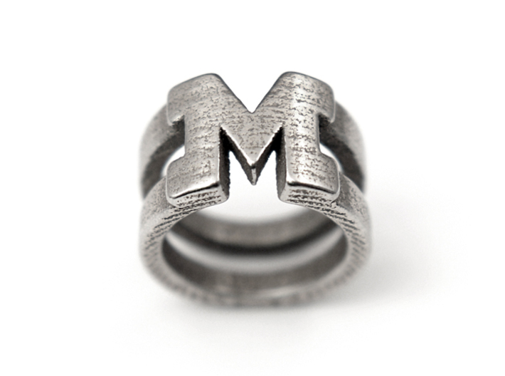 M Ring 3d printed Stainless Steel