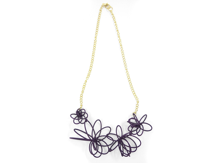 Flora Necklace 3d printed Midnight (Custom Dyed Color)