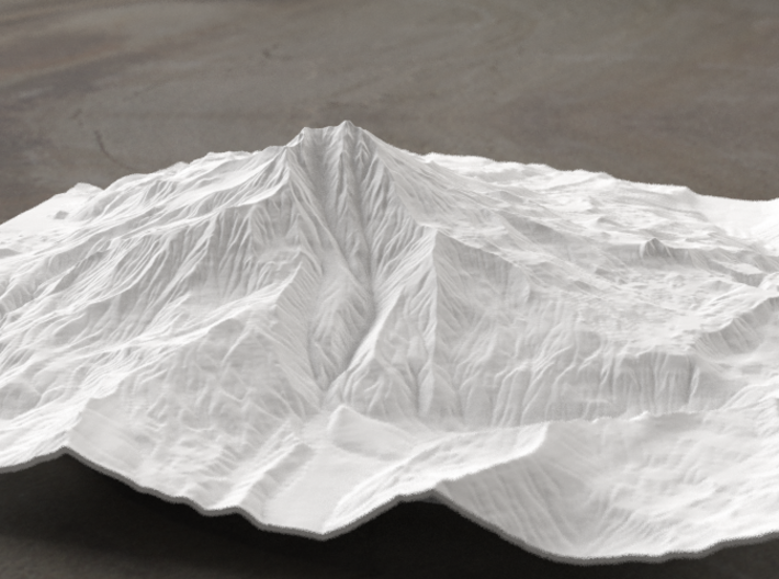 8'' Mt. Jefferson, Oregon, USA, WSF 3d printed Rendering of Mt. Jefferson model from the West side