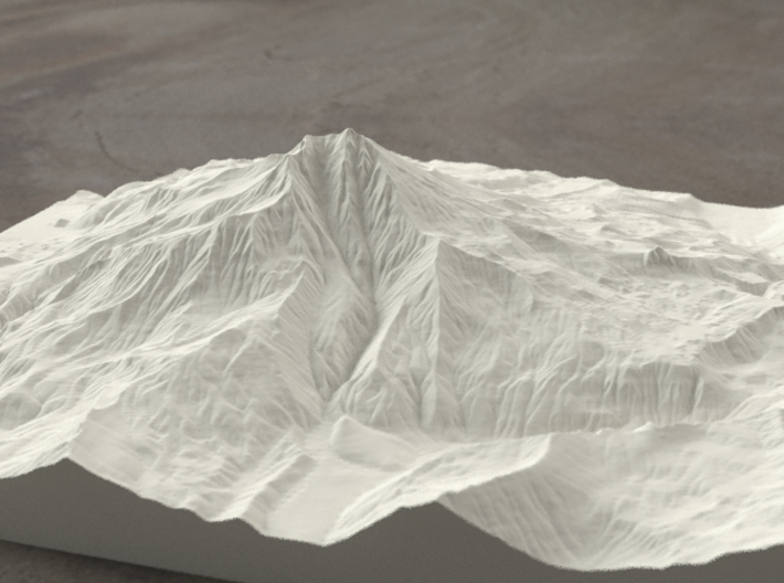 8'' Mt. Jefferson, Oregon, USA, Sandstone 3d printed Rendering of Mt. Jefferson model from the West side