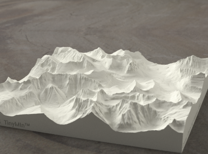6'' Glacier National Park, Montana, USA, Sandstone 3d printed Rendering of model, looking East over the Going-to-the-Sun Road