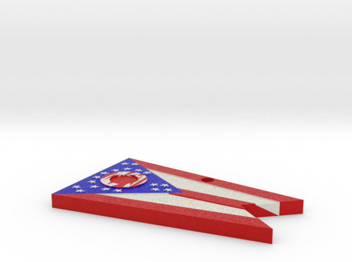 Ohio state flag hanging necklace/accessory 2&quot;x3&quot; 3d printed