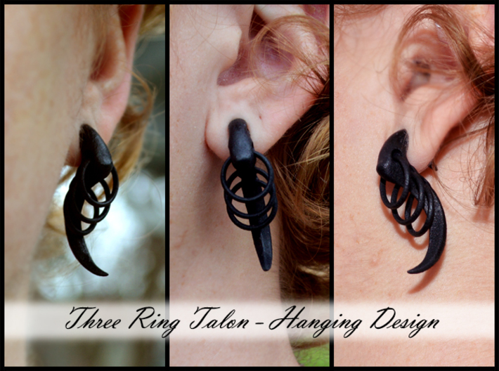 Three Ring Talon Earrings (select a size) 3d printed