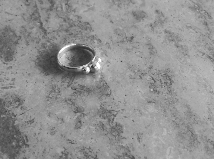 GeoJewel Ring UK Size R US Size 8 5/8 3d printed Polished Silver GeoJewel Ring