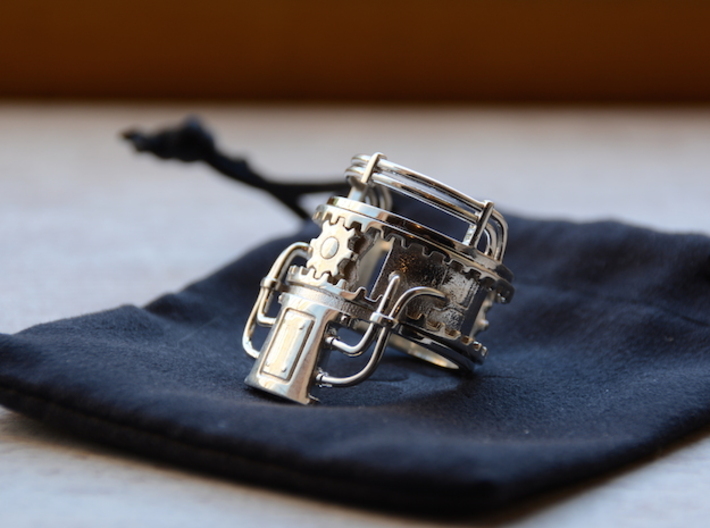 Steampower Ring V3 3d printed Premium Silver