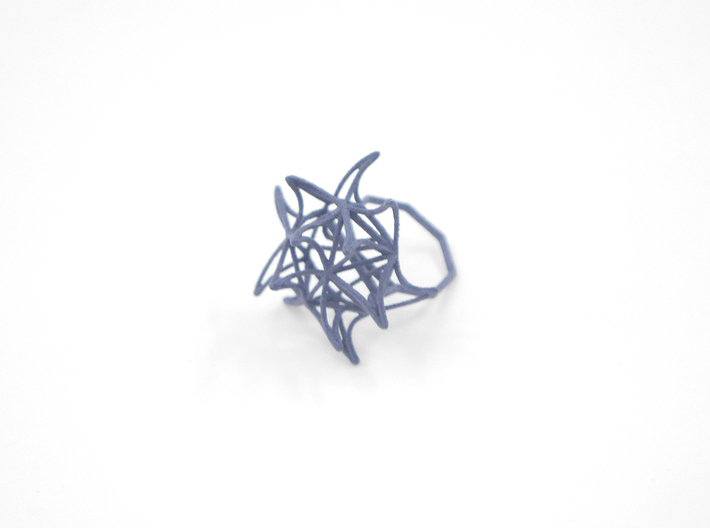 Aster Ring (Small) Size 9 3d printed Azurite Nylon (Custom Dyed Color)