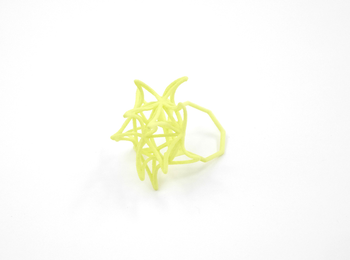 Aster Ring (Small) Size 7 3d printed Key Lime Nylon (Custom Dyed Color)
