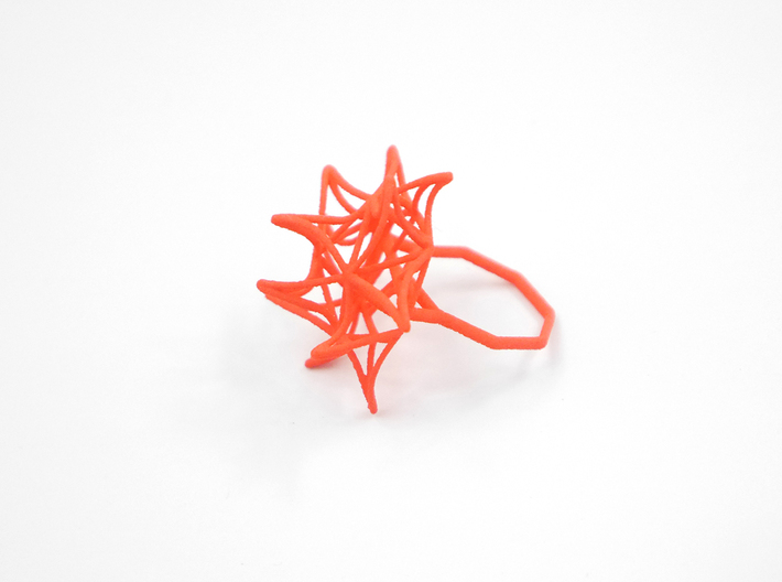 Aster Ring (Small) Size 6 3d printed Coral Nylon (Custom Dyed Color)