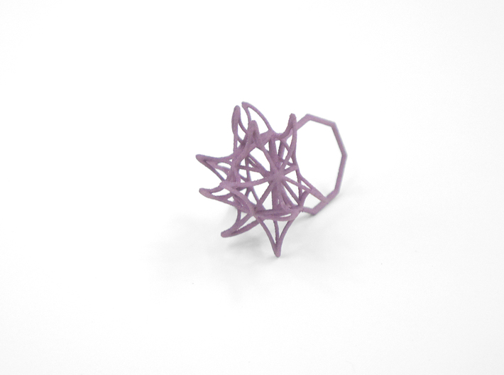 Aster Ring (Small) Size 6 3d printed Wisteria Nylon (Custom Dyed Color)