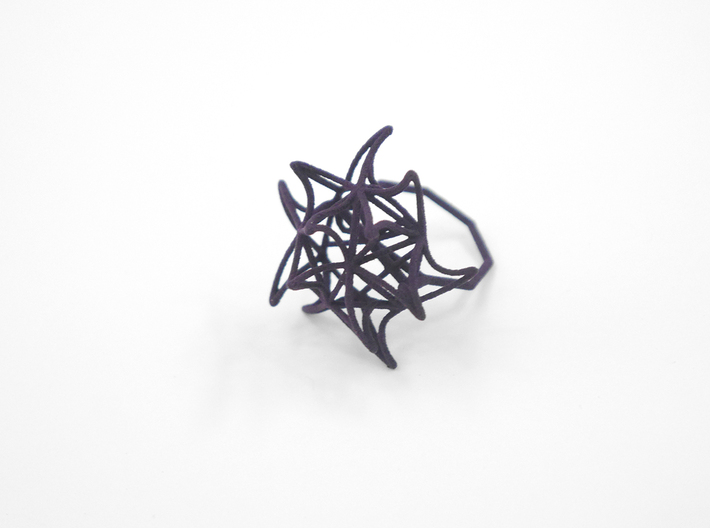 Aster Ring (Small) Size 6 3d printed Midnight Nylon (Custom Dyed Color)