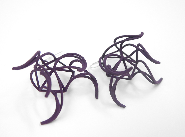 Aster Earrings 3d printed Midnight Nylon (Custom Dyed Color)
