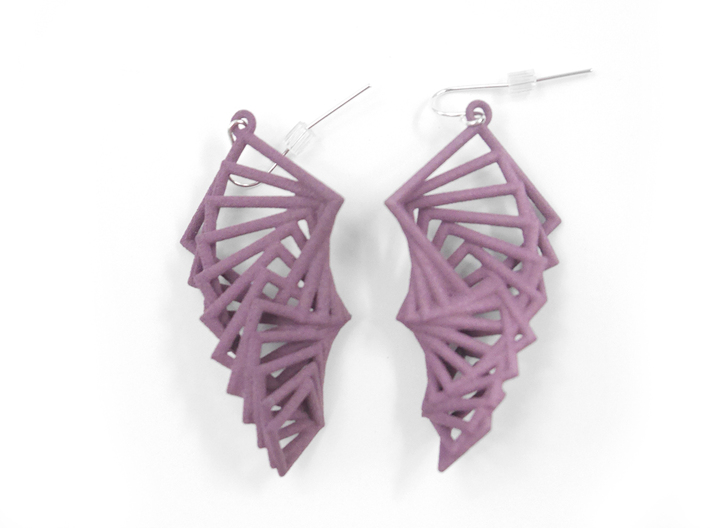 Arithmetic Earrings (Rhombus) 3d printed Wisteria Nylon (Custom Dyed Color)