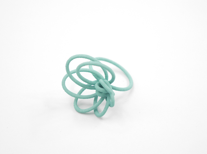 Flora Ring A (Size 7) 3d printed Teal Nylon (Custom Dyed Color)