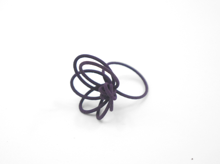 Flora Ring A (Size 7) 3d printed Midnight Nylon (Custom Dyed Color)