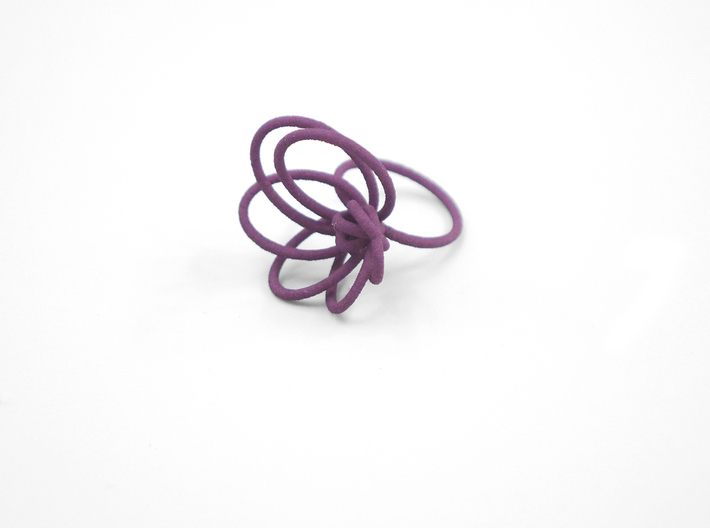 Flora Ring A (Size 6) 3d printed Eggplant Nylon (Custom Dyed Color)