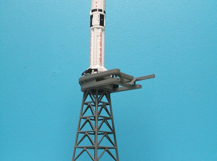 1/400 Saturn 1B MLP, Apollo launch pad 3d printed Overall shot showing MLP & Milkstool.