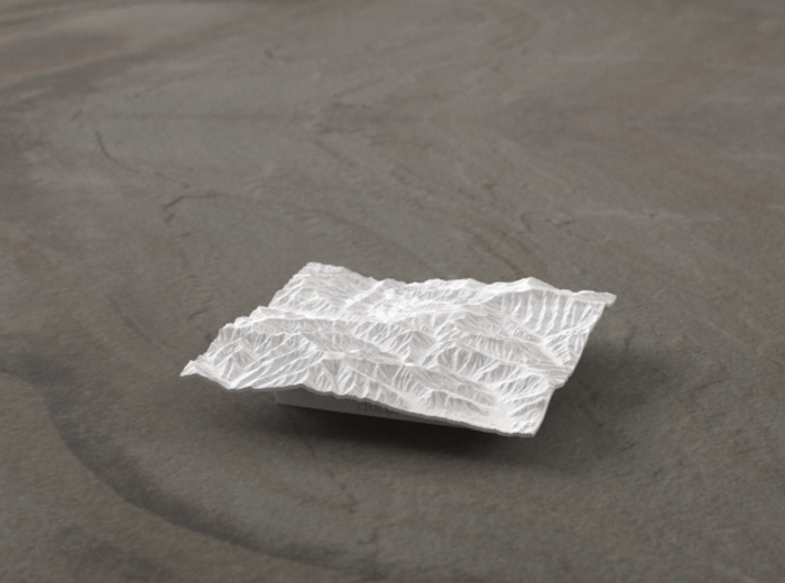 3'' Great Smoky Mountains, TN/NC, USA 3d printed Rendering of model from the North, Mt Le Conte is in the foreground