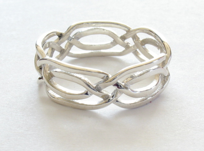 Celtic Eyes ring 3d printed Ring printed in premium silver, size 8.25