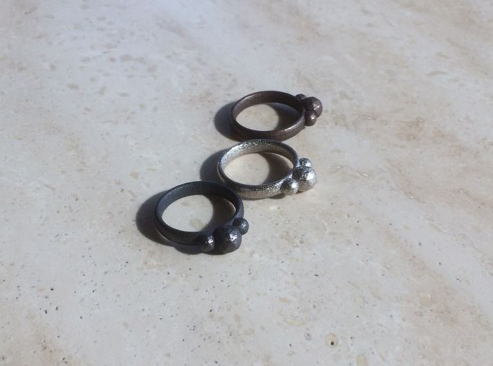 GeoJewel Ring UK Size R US Size 8 5/8 3d printed Polished Grey Steel-Polished Nickel Steel-Matte Bronze Steel