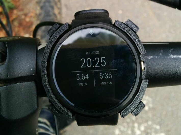 SmarterMount Bike Mount for Moto 360 3d printed Get real time stats using run keeper, turning your Moto 360 into a bike computer