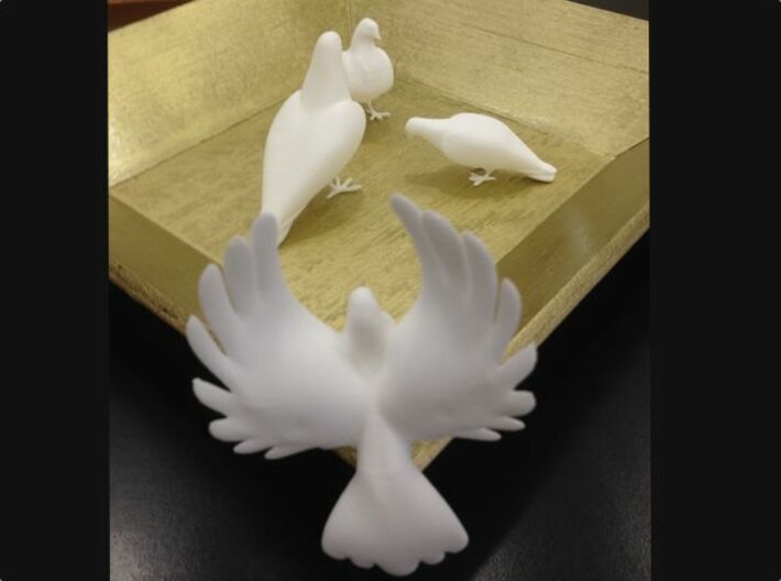 Bird No 4 (Doves) 3d printed Back View