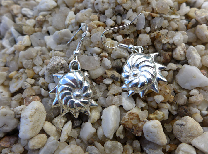 Cristellaria earrings 3d printed Cristellaria earrings in polished silver