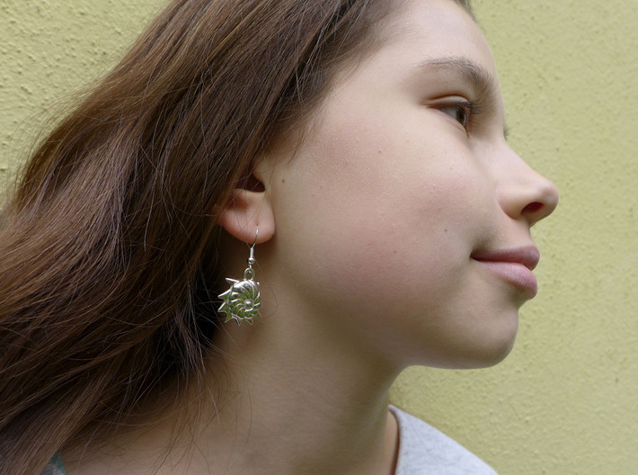 Cristellaria earrings 3d printed Cristellaria earring in polished silver