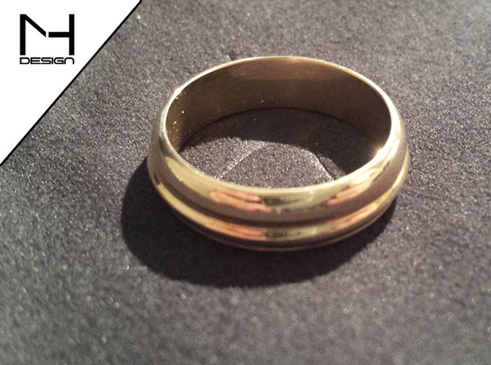 Custom Face Profile Ring 3d printed Polished bronze