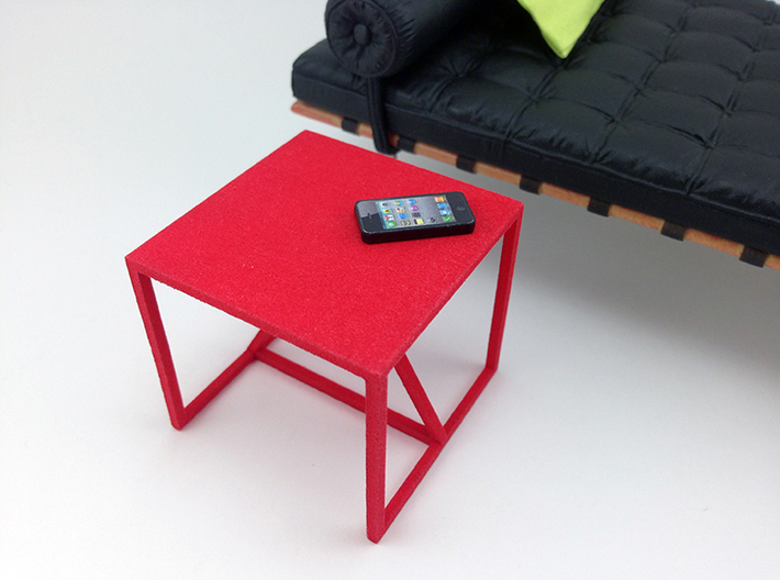 Strut End Table 1:12 scale 3d printed Red Strong &amp; Flexible Polished