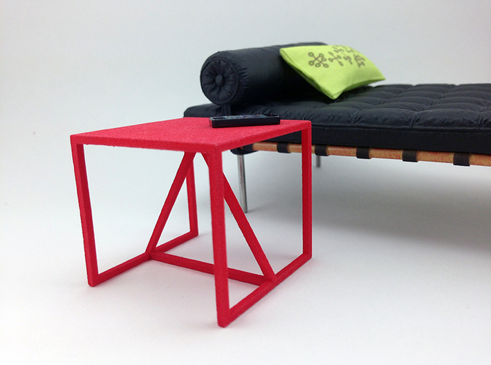 Strut End Table 1:12 scale 3d printed Red Strong & Flexible Polished