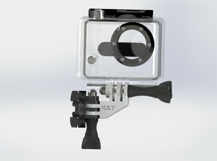 Compact 90 Degree Elbow Mount for a GoPro 3d printed The GoPro Camera can be mounted close to a verical surface like a helmet