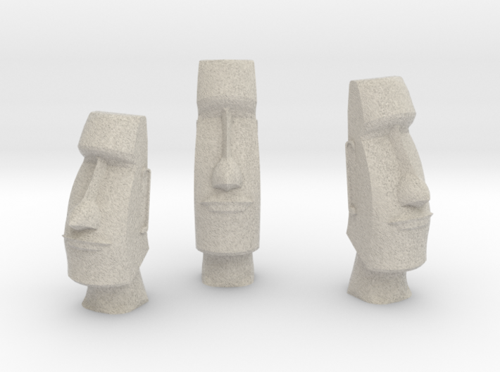 3 Easter Island statues (1:160) 3d printed