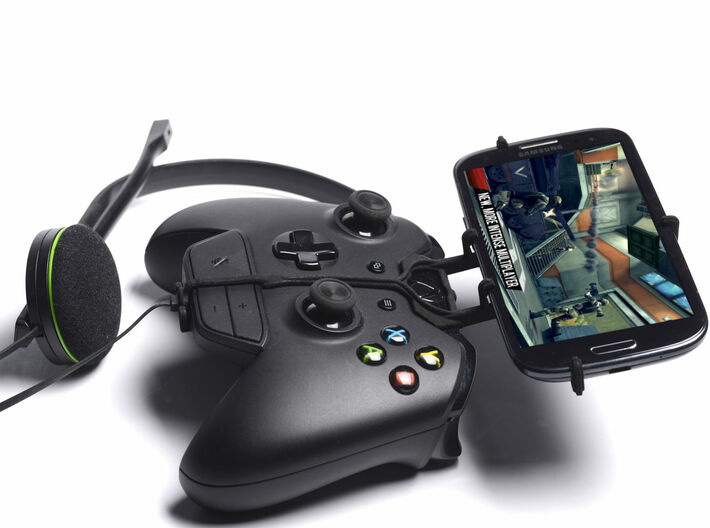 Controller mount for Xbox One Chat &amp; Celkon CT 1 3d printed Side View - A Nexus 7 and a black Xbox One controller &amp; chat