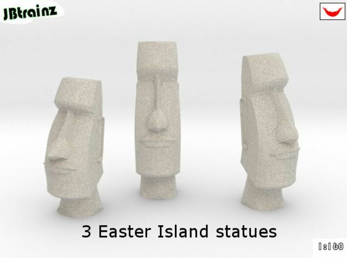 3 Easter Island statues (1:160) 3d printed 