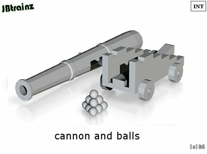 Cannon and Balls (n-scale) 3d printed
