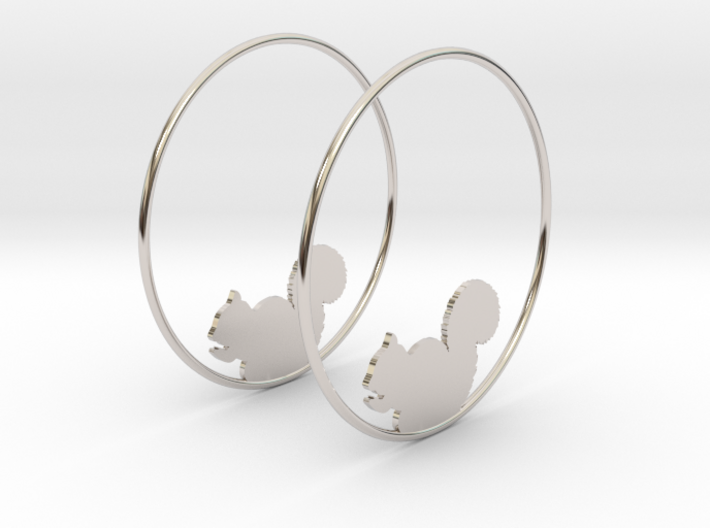 Squirrel Hoop Earrings 50mm 3d printed