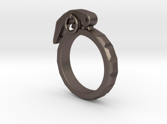 The Gringade - Grenade Ring (Size 10) 3d printed