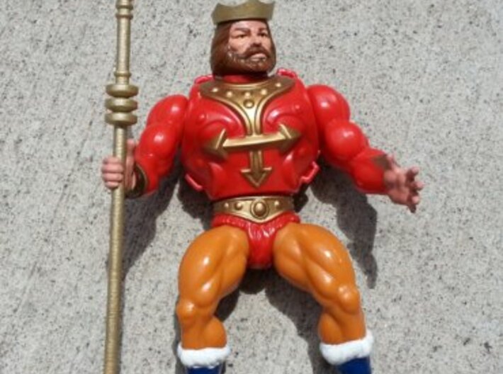 Replacement crown and spear for 1980s King Randor 3d printed Painted gold