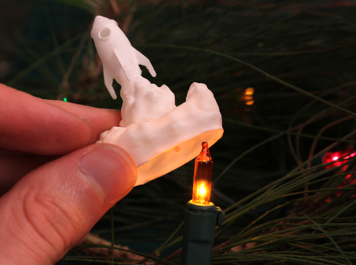 Rocket Christmas Ornament - Strong Flexible Plasti 3d printed 