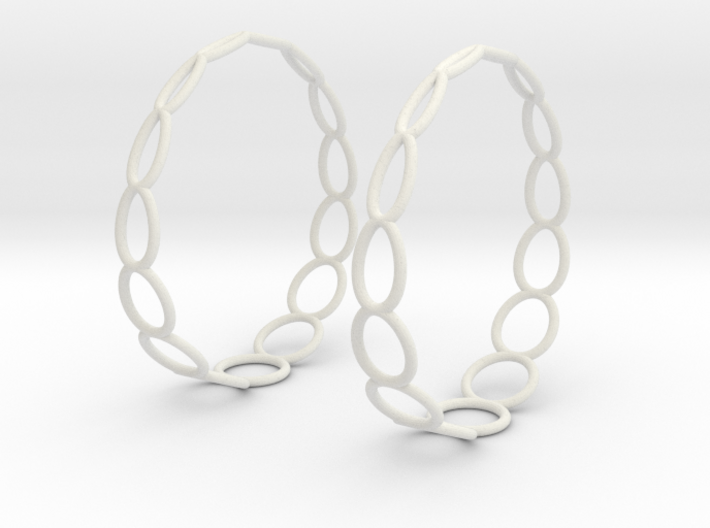 Curvy Wire 1 Hoop Earrings 50mm 3d printed