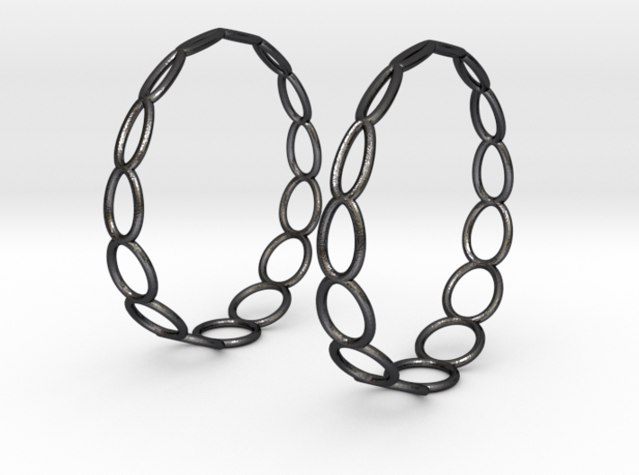 Curvy Wire 1 Hoop Earrings 50mm 3d printed 
