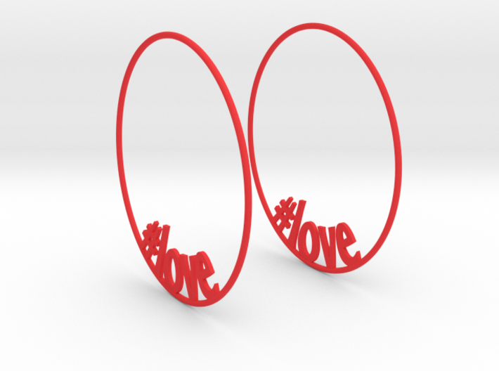 Hashtag Love Hoop Earrings 60mm 3d printed