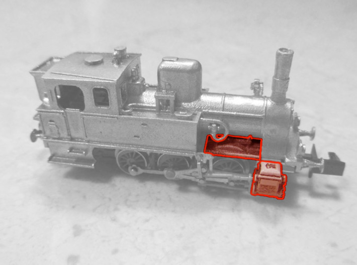 Plastic accessories for DSB F locomotive in N scal 3d printed
