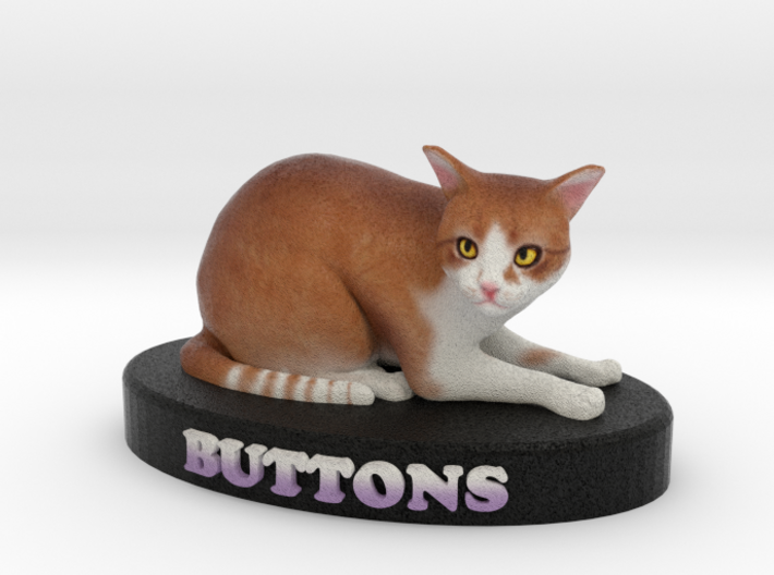 Custom Cat Figurine - Buttons 3d printed