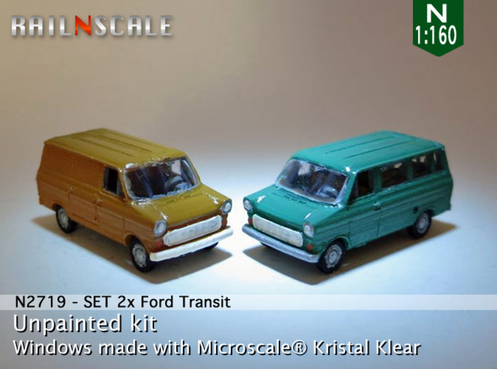 SET 2x Ford Transit (N 1:160) 3d printed 