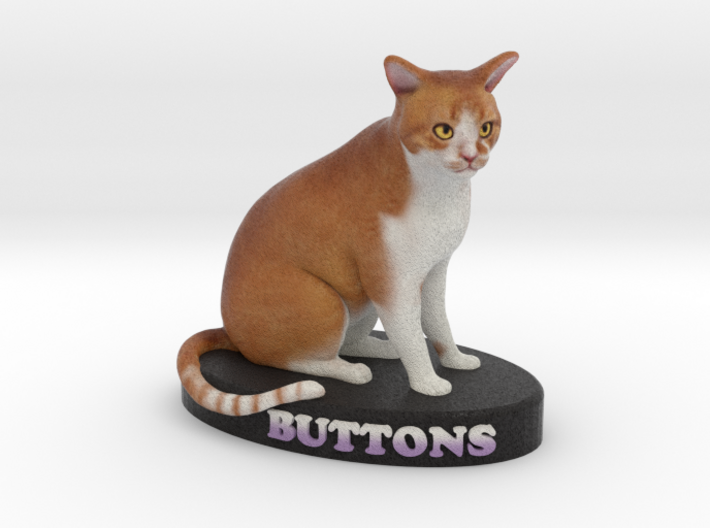 Custom Cat Figurine - Buttons 3d printed